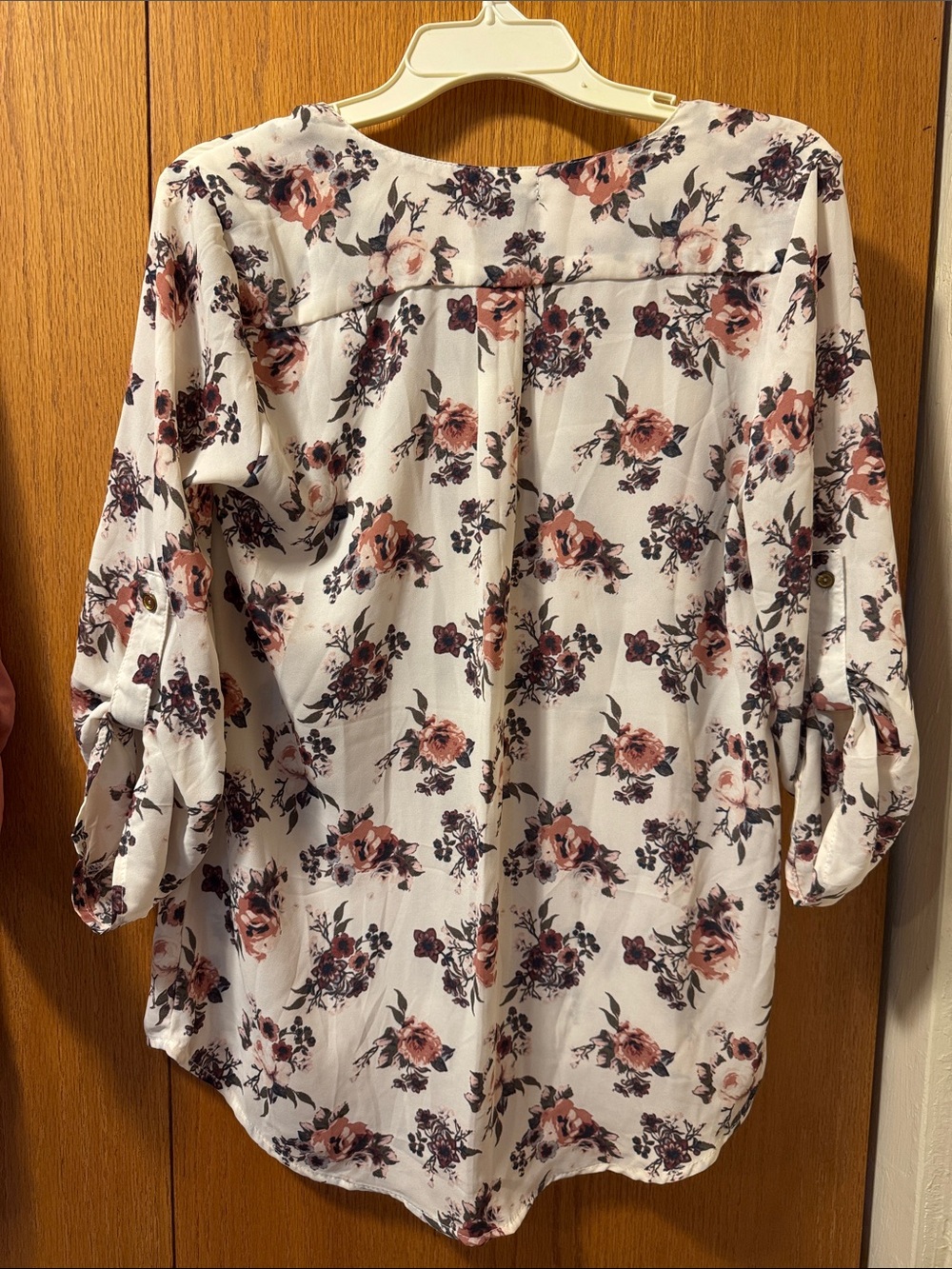 LOFT Pink Floral Mixed-Print Blouse - Picture 8 of 9
